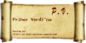 Priher Veréna névjegykártya